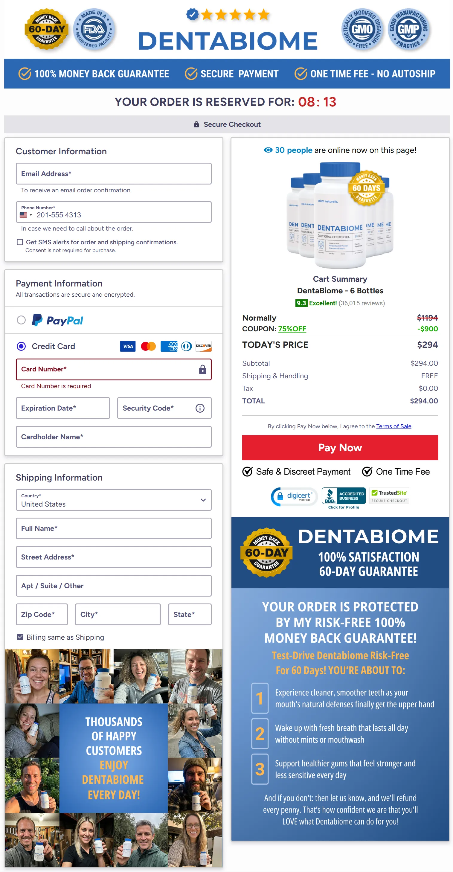 DentaBiome checkout page